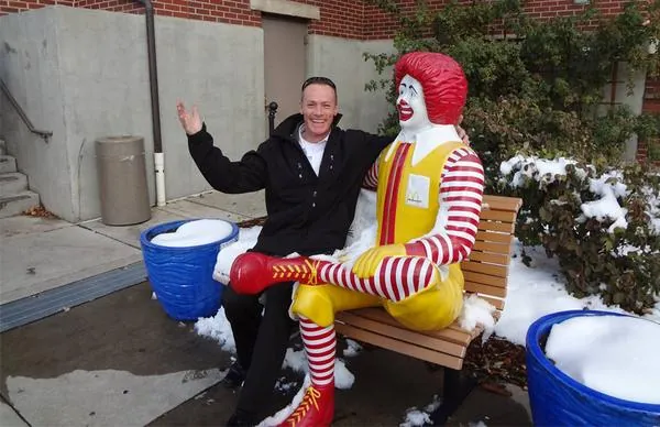 ARCM Roofing team member during a holiday visit to Ronald McDonald House Denver